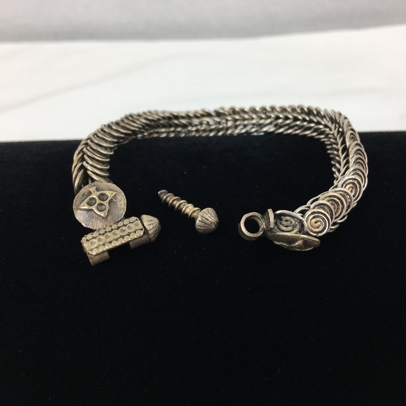 Gorgeous! RARE VINTAGE RAJASTHANI Sterling Screw Clasp 7" - Picture 4 of 8